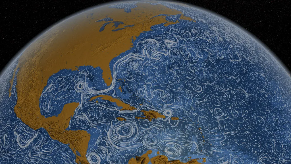Visualización de datos de corrientes oceánicas del Golfo
